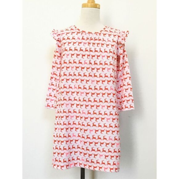 Crewcuts Girls 6 Dancing Deer Flannel Nightgown - Picture 1 of 7